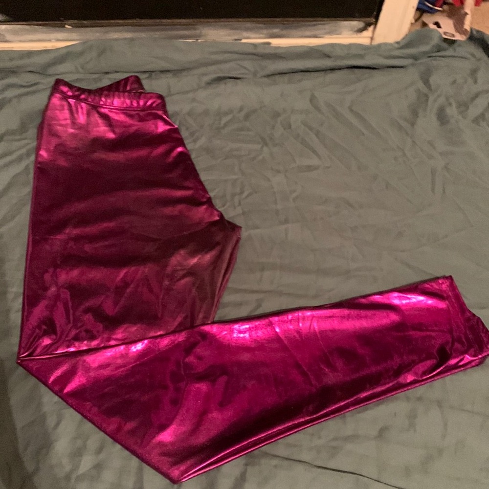 Pink vegan leather pants